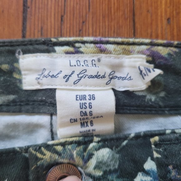 Green Floral Print Jeans, sz 6 - Picture 4 of 8